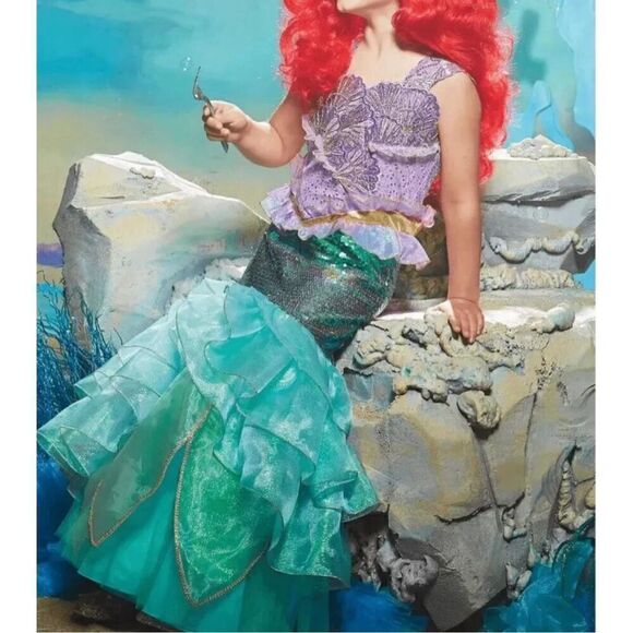 Disney Deluxe Little Mermaid Ariel Costume Halloween Cosplay Pretend 12 Fantasy - Picture 2 of 10